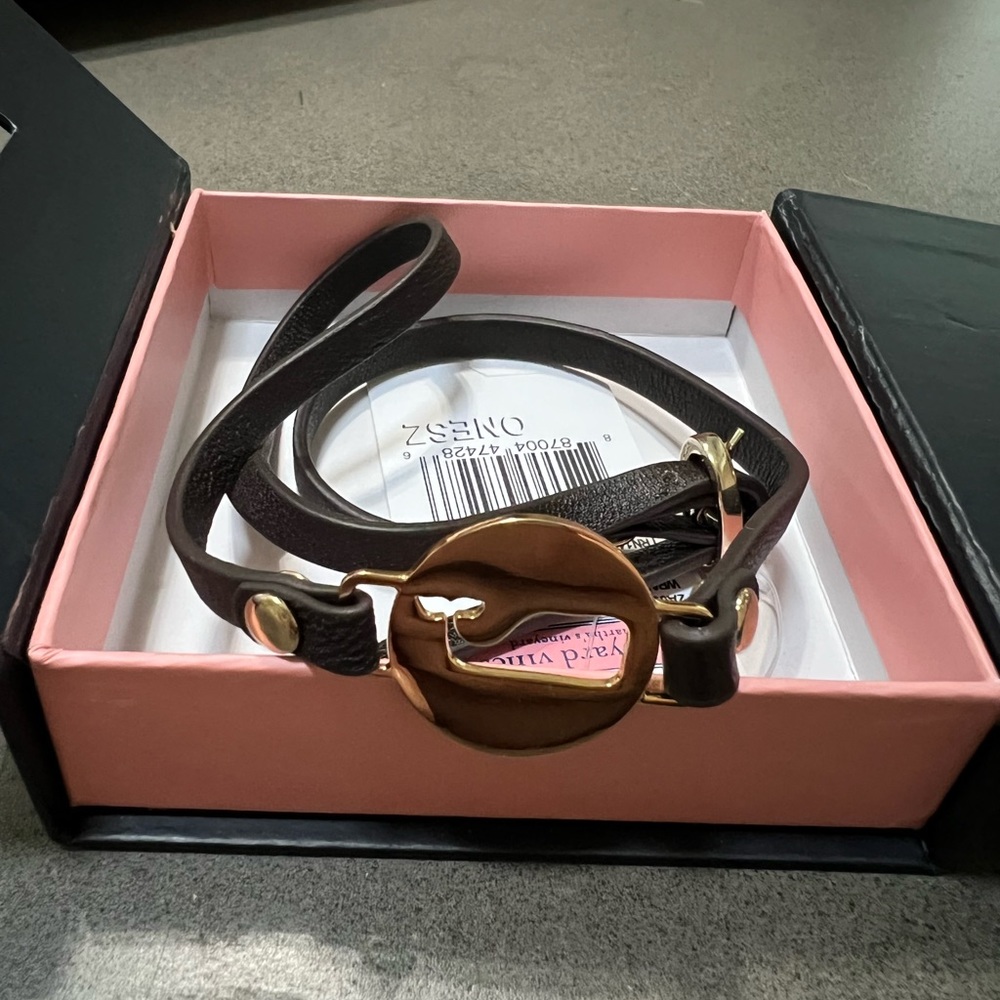 Vineyard Vines Brown & Gold Whale Wrap Bracelet - NWT